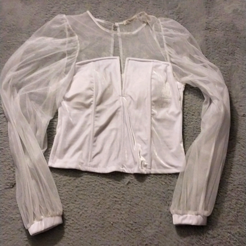 Velvet and mesh corset top